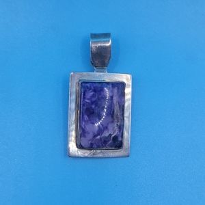 Vintage Sterling Silver and Purple Agate Pendant and Brooch Combo